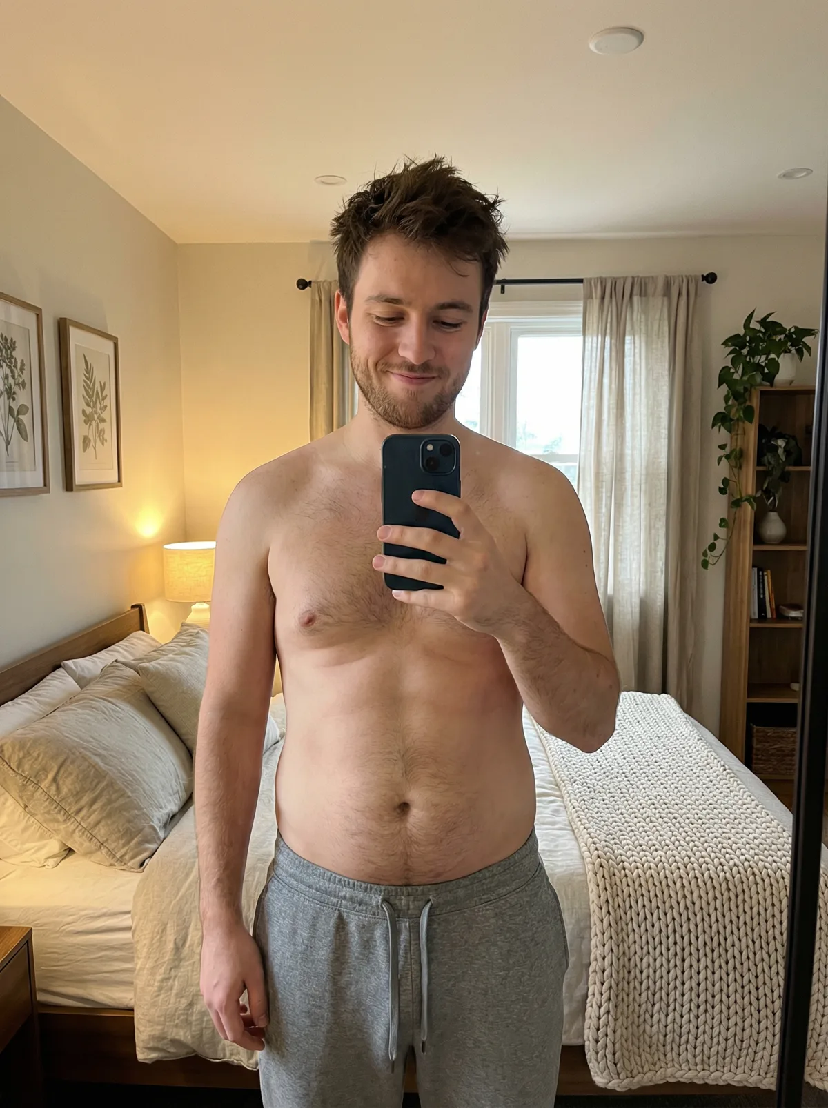 Original photo in t-shirt before AI muscle enhancement