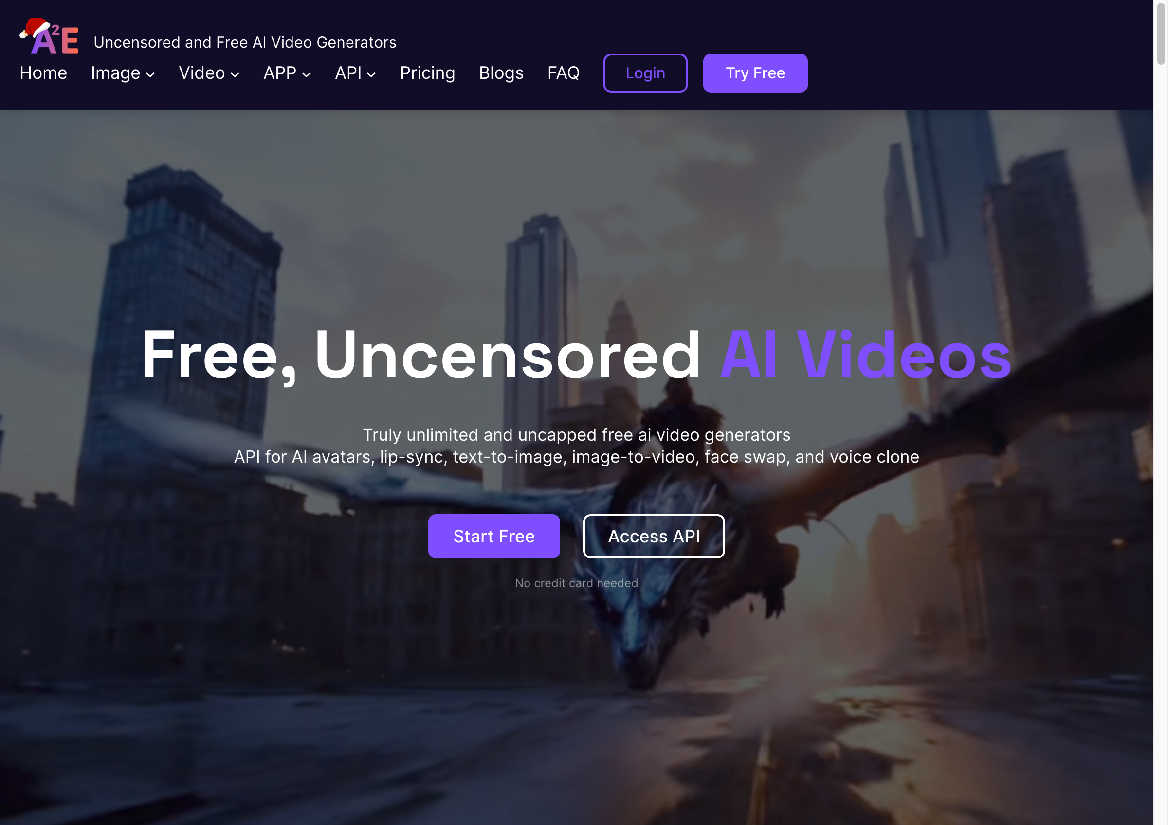 A2E AI Homepage Screenshot