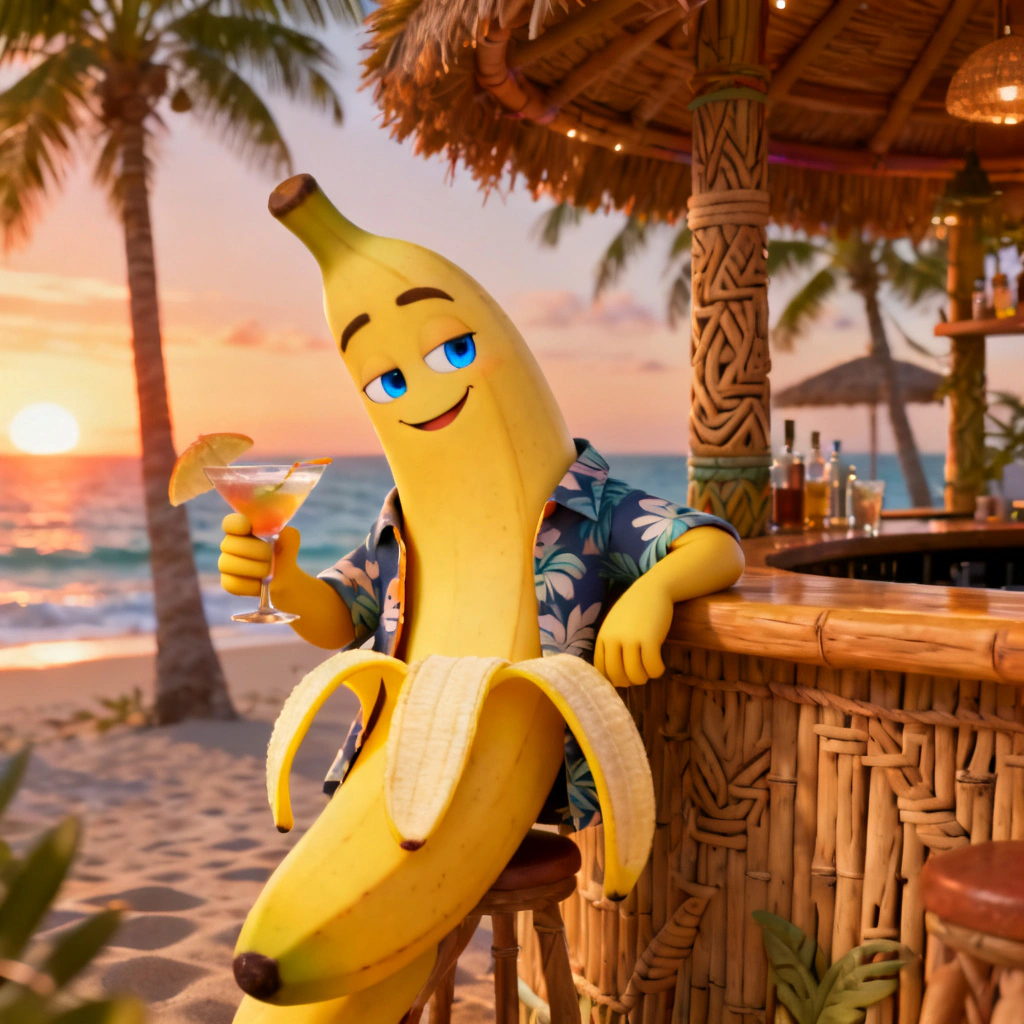 AI Fruit Love Island — Banana heartbreaker character generated on ZenCreator