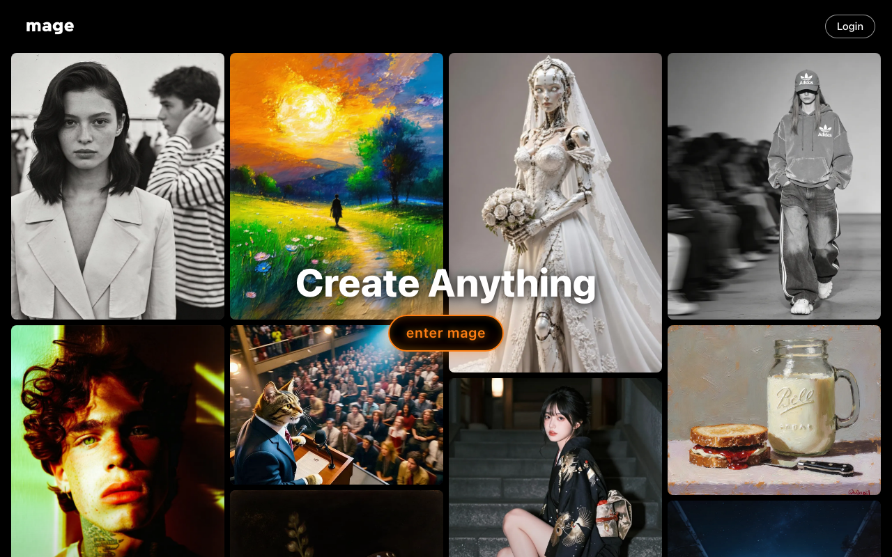 Mage.Space homepage — 160+ AI models with LoRA support