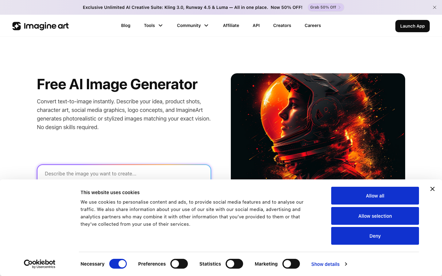 ImagineArt 2.0 AI image generator interface with multi-model dashboard