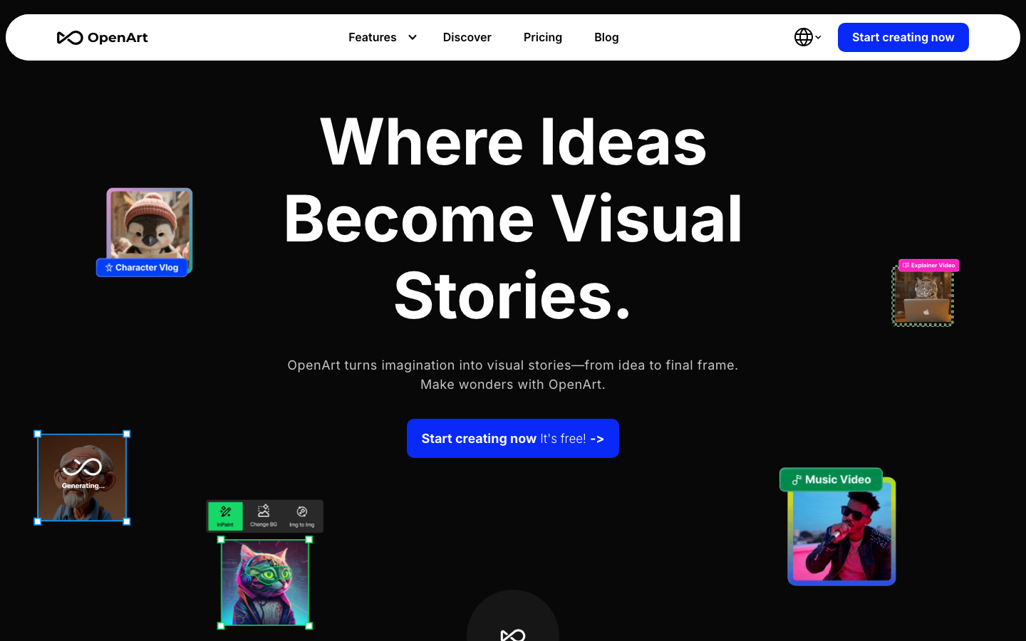 OpenArt AI homepage with 100+ model bundle including Stable Diffusion, Flux, Sora 2 and Kling