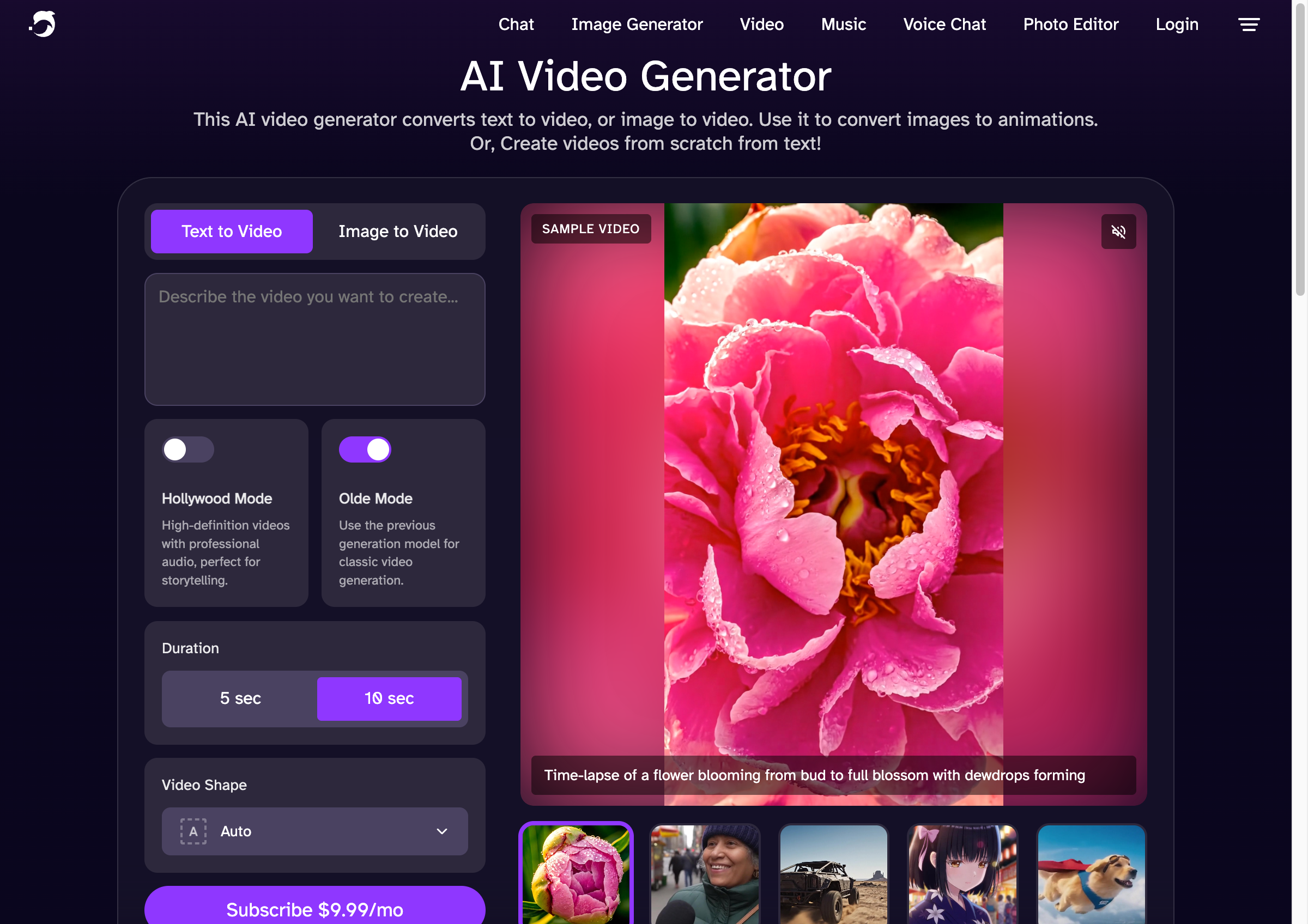 DeepAI video generator with simple no-sign-up interface