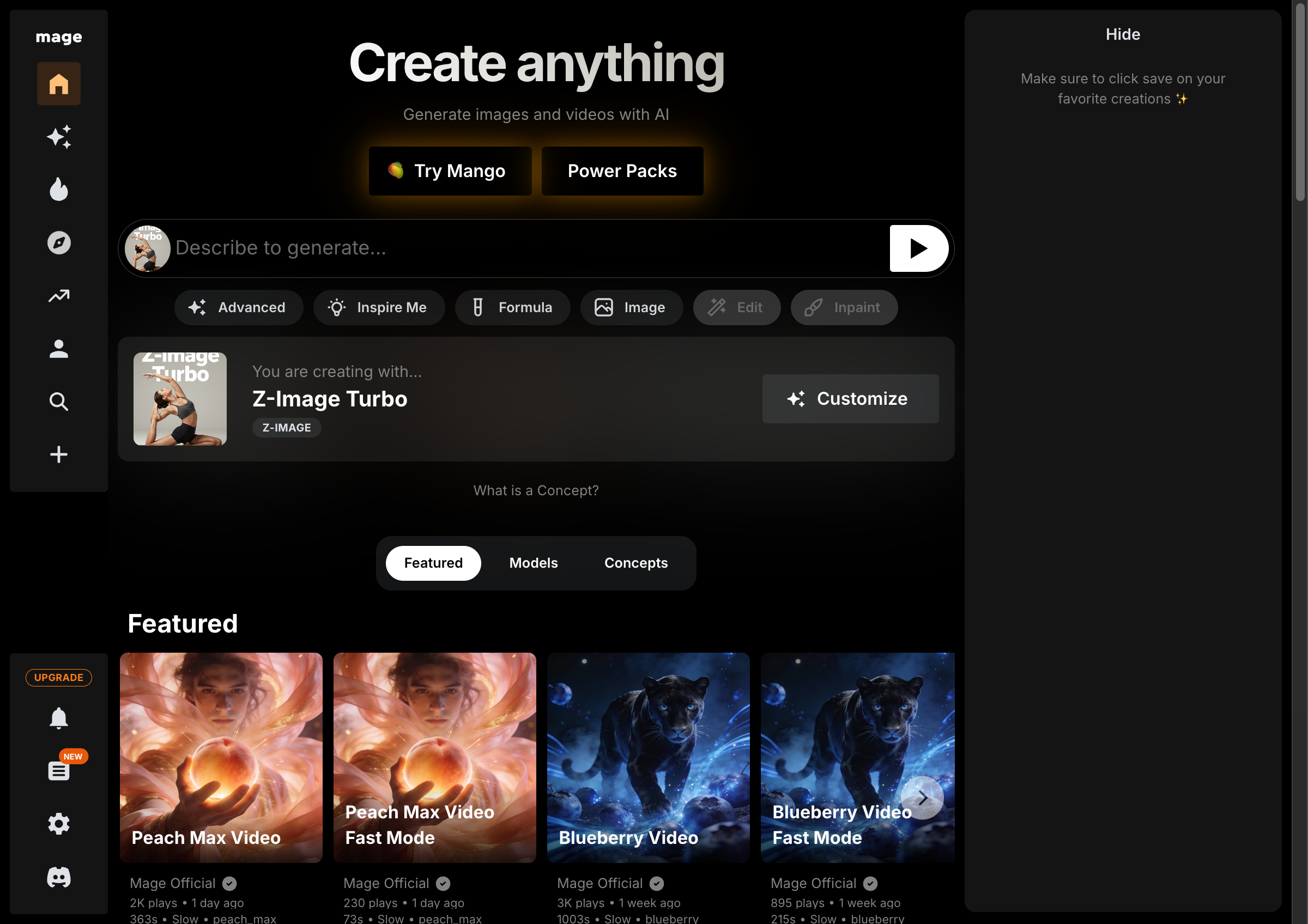 Mage.Space Homepage Screenshot