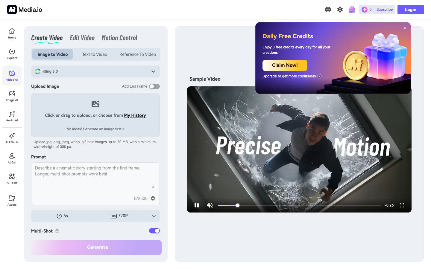 Media.io AI Video Generator interface