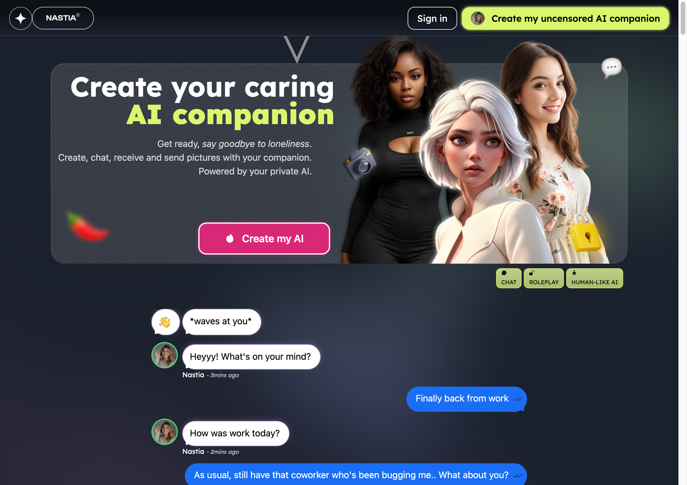 Nastia AI Homepage Screenshot