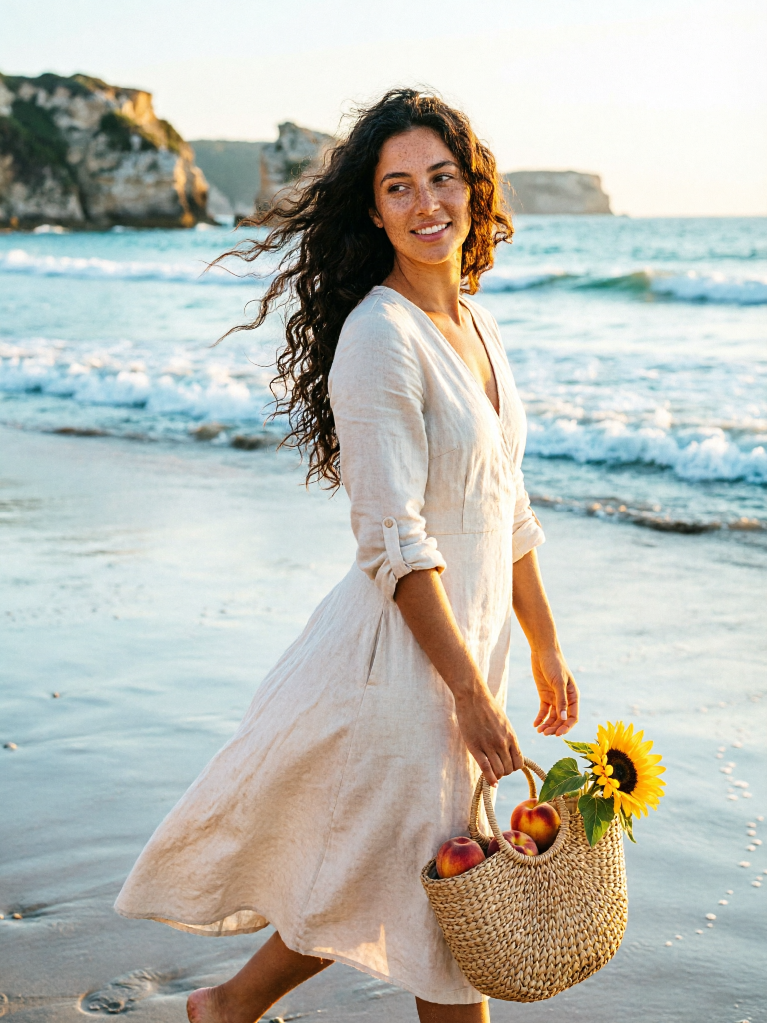 Qwen Image 2.0 example — beach lifestyle portrait