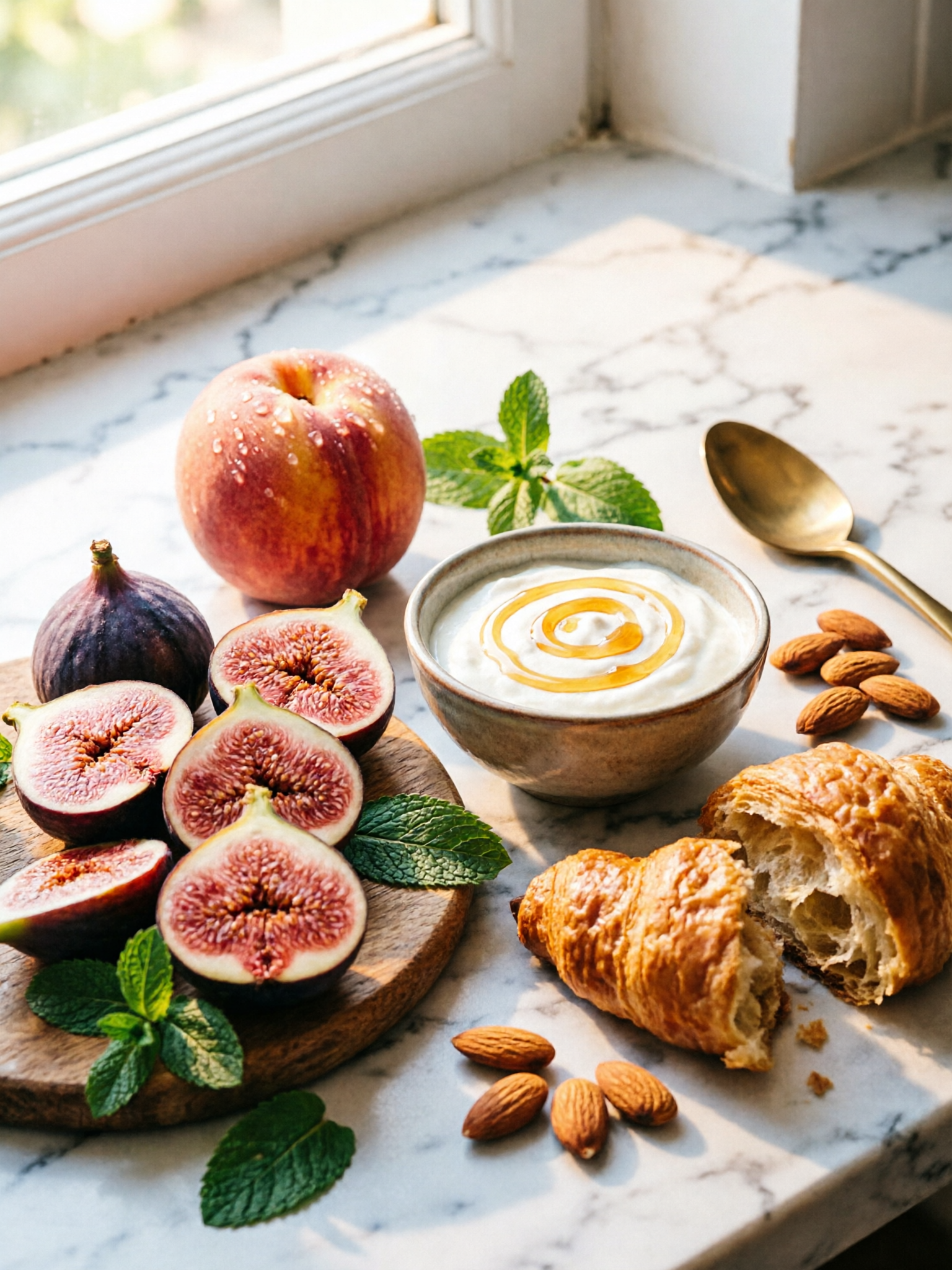Qwen Image 2.0 example — Mediterranean breakfast still life