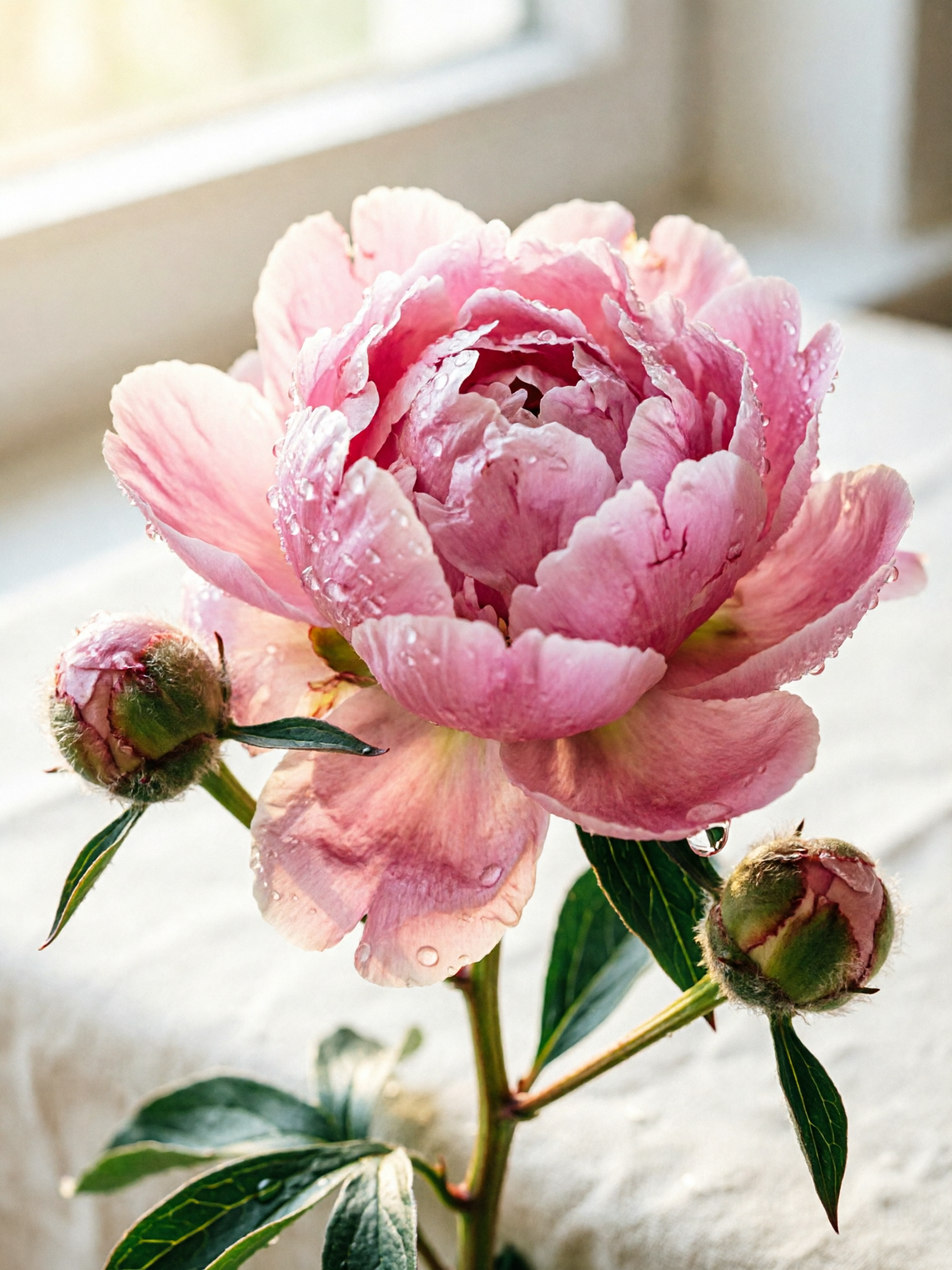 Qwen Image 2.0 example — fresh blooming peony macro