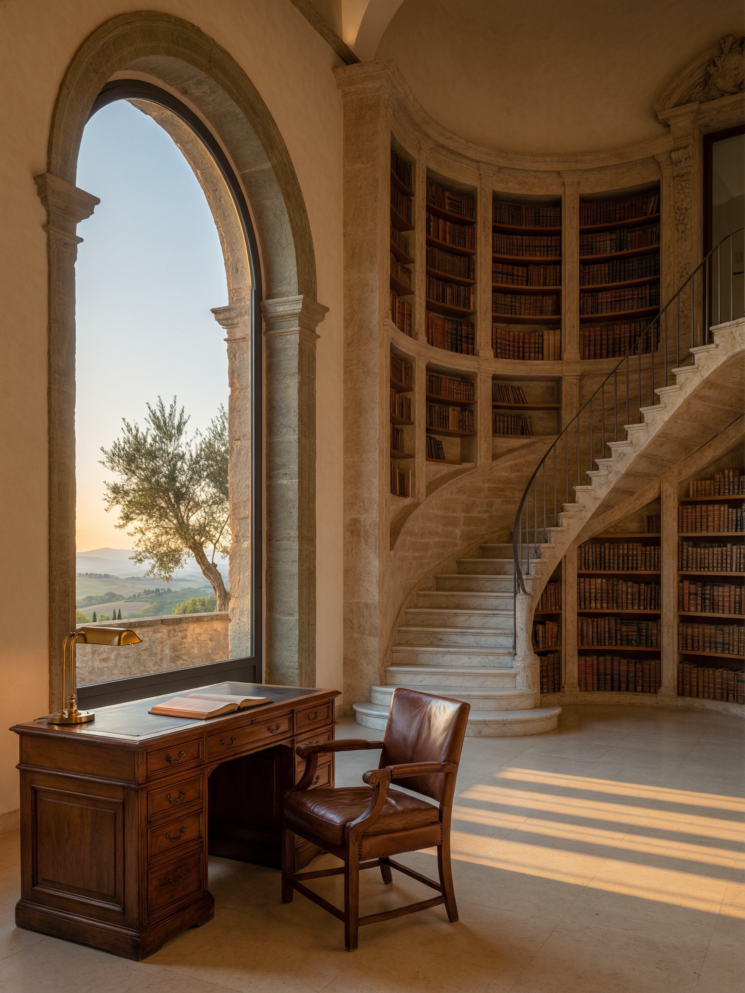 Qwen Image 2.0 Pro example — Italian palazzo library architectural composition