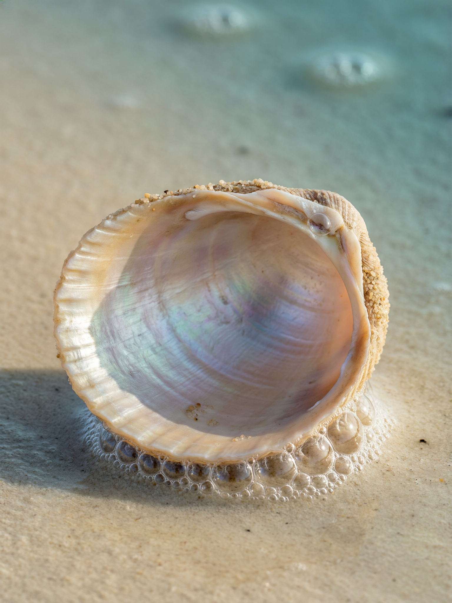 Qwen Image 2.0 Pro example — macro sea shell with pearlescent fine detail