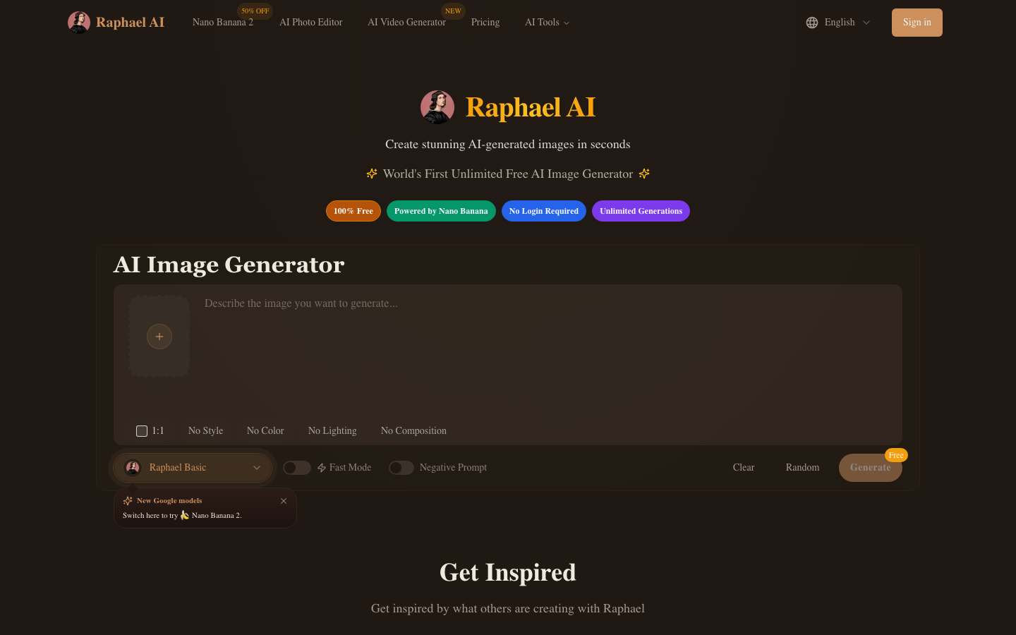 Raphael AI Homepage
