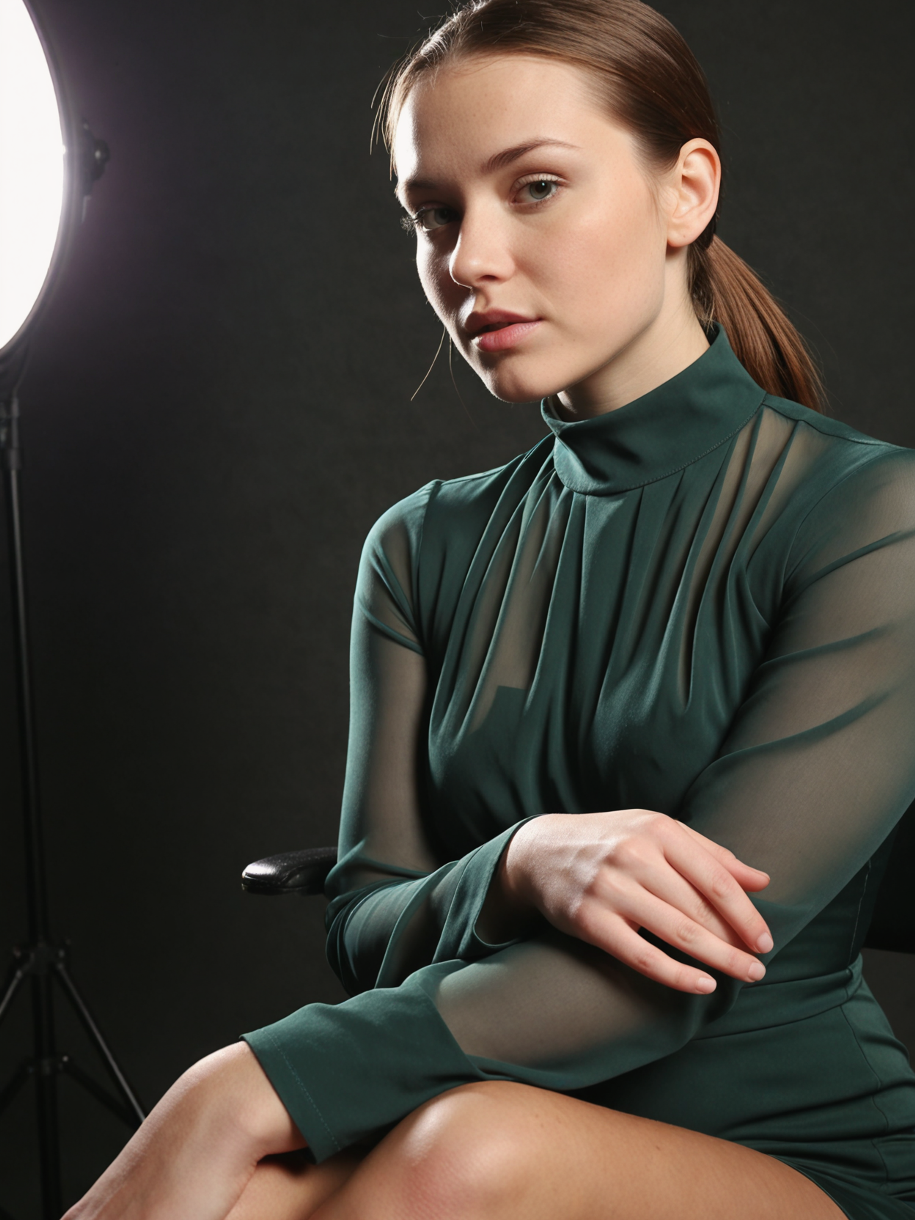 SDXL example — studio portrait sheer green