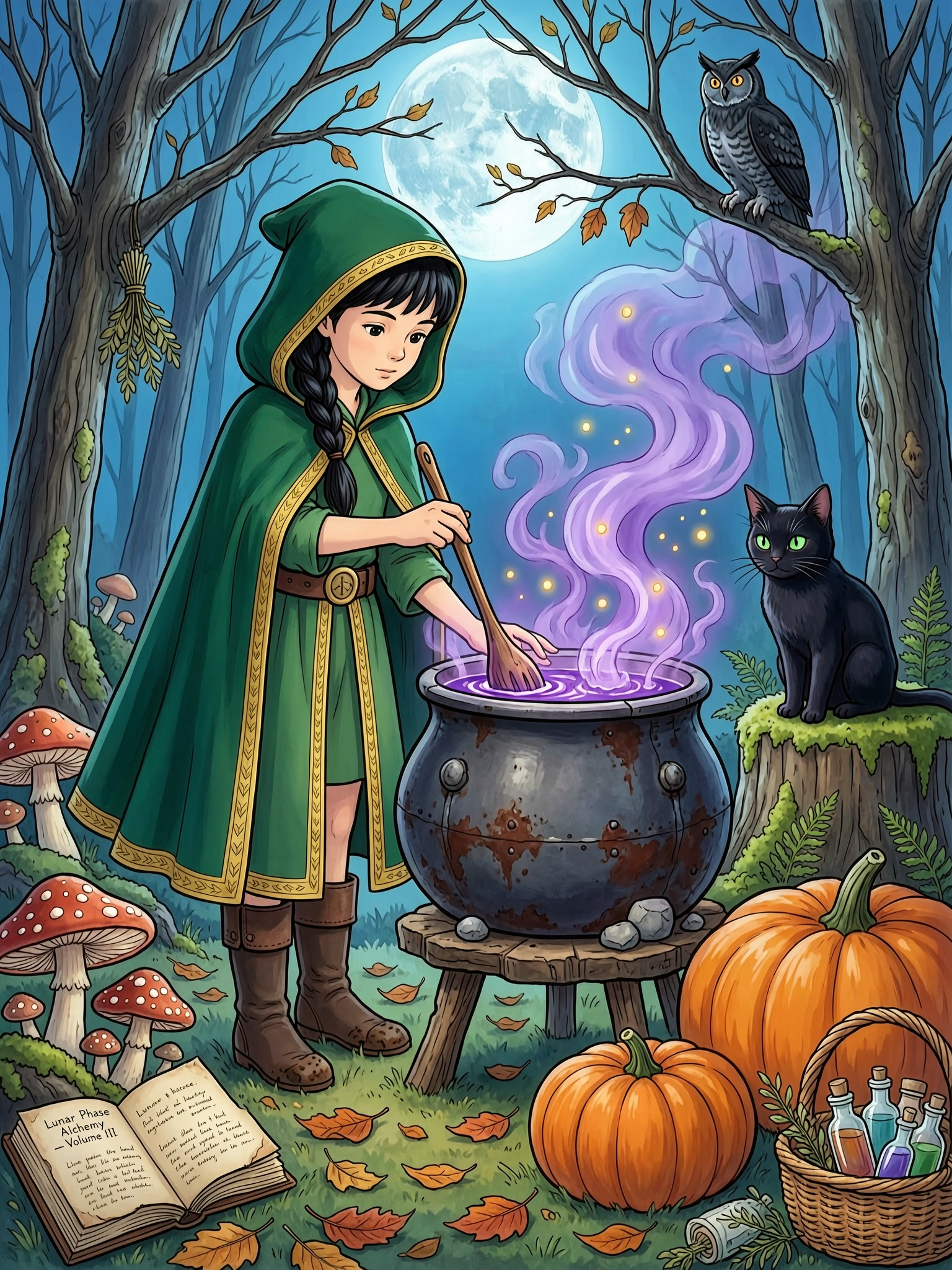WAN 2.7 example — moonlit witch illustration