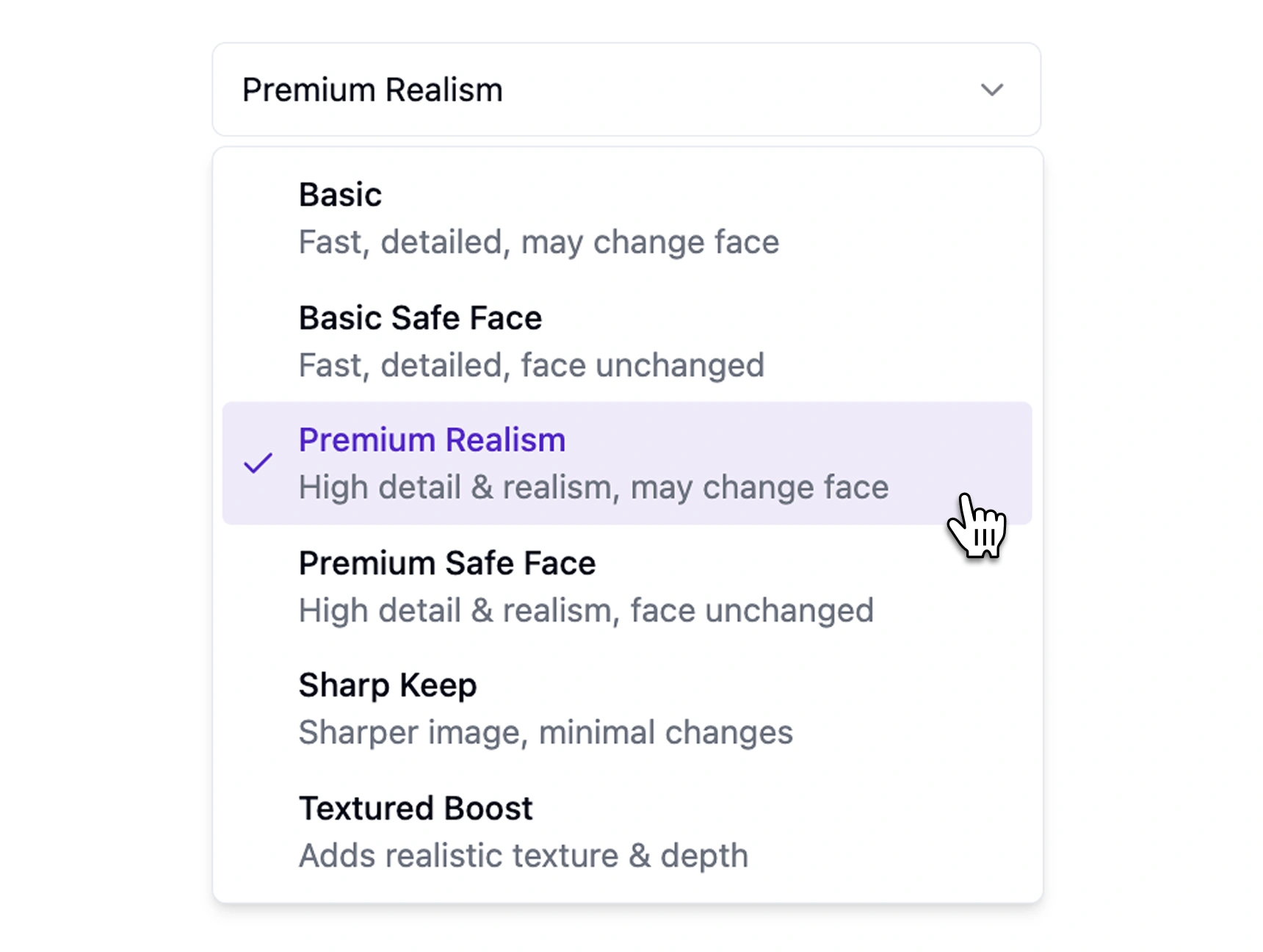 Pick Your Upscale Mode interface