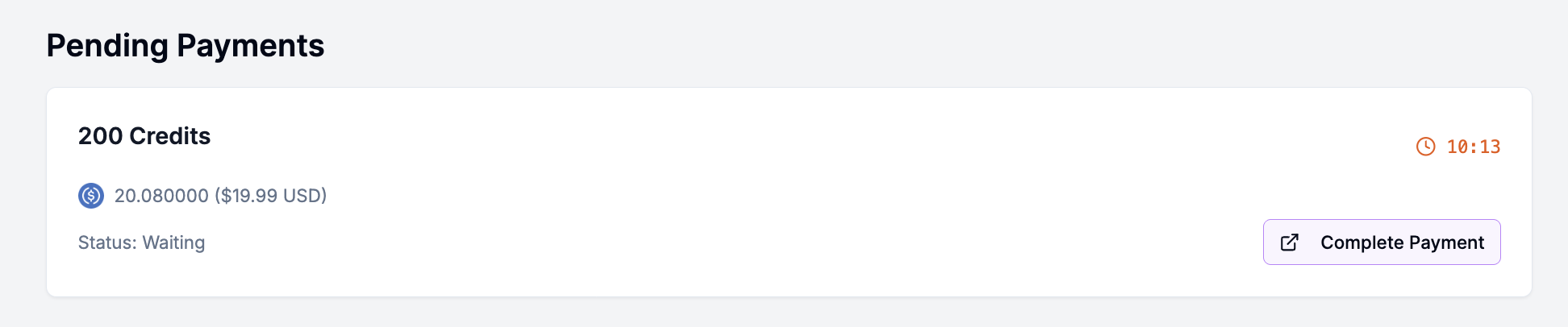 Complete payment button