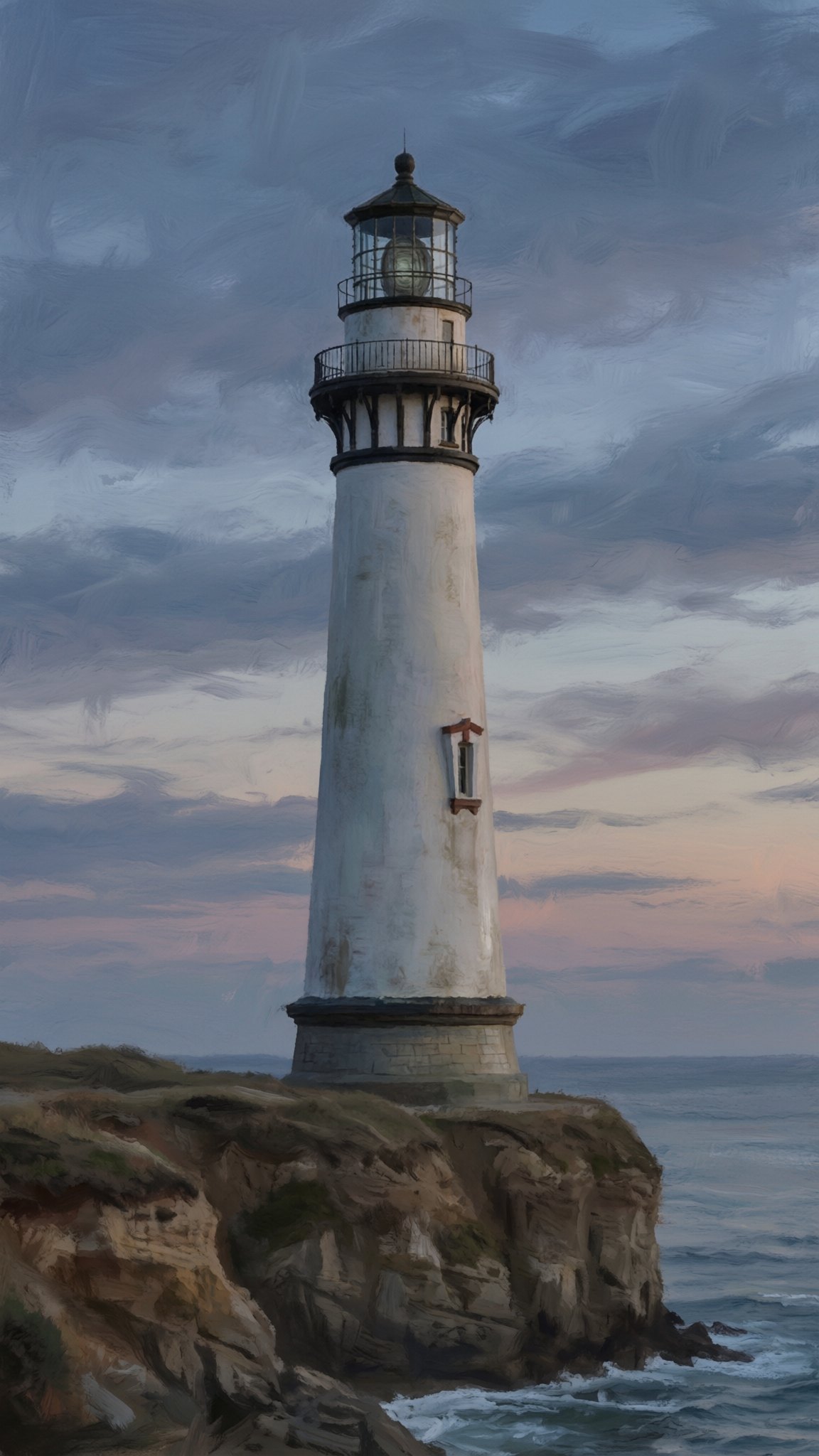 The same lighthouse on a cliff at dusk as concept art