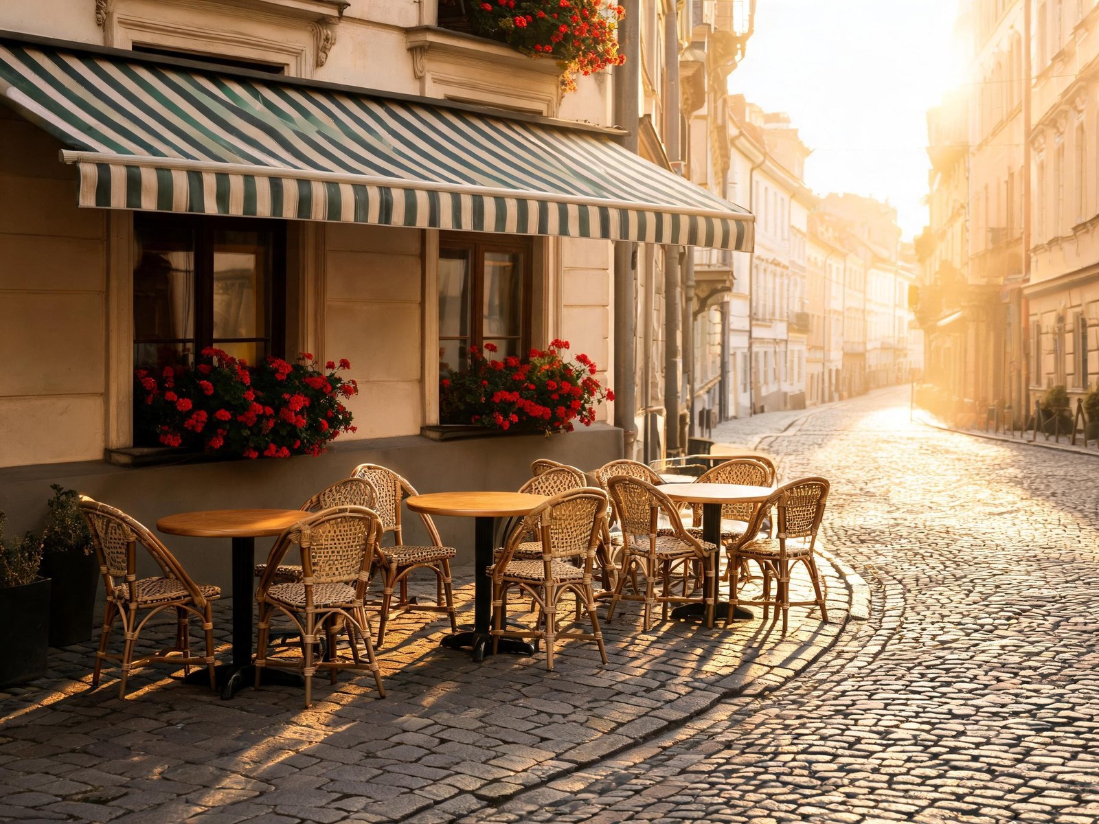 A street café photo — the source before restyling