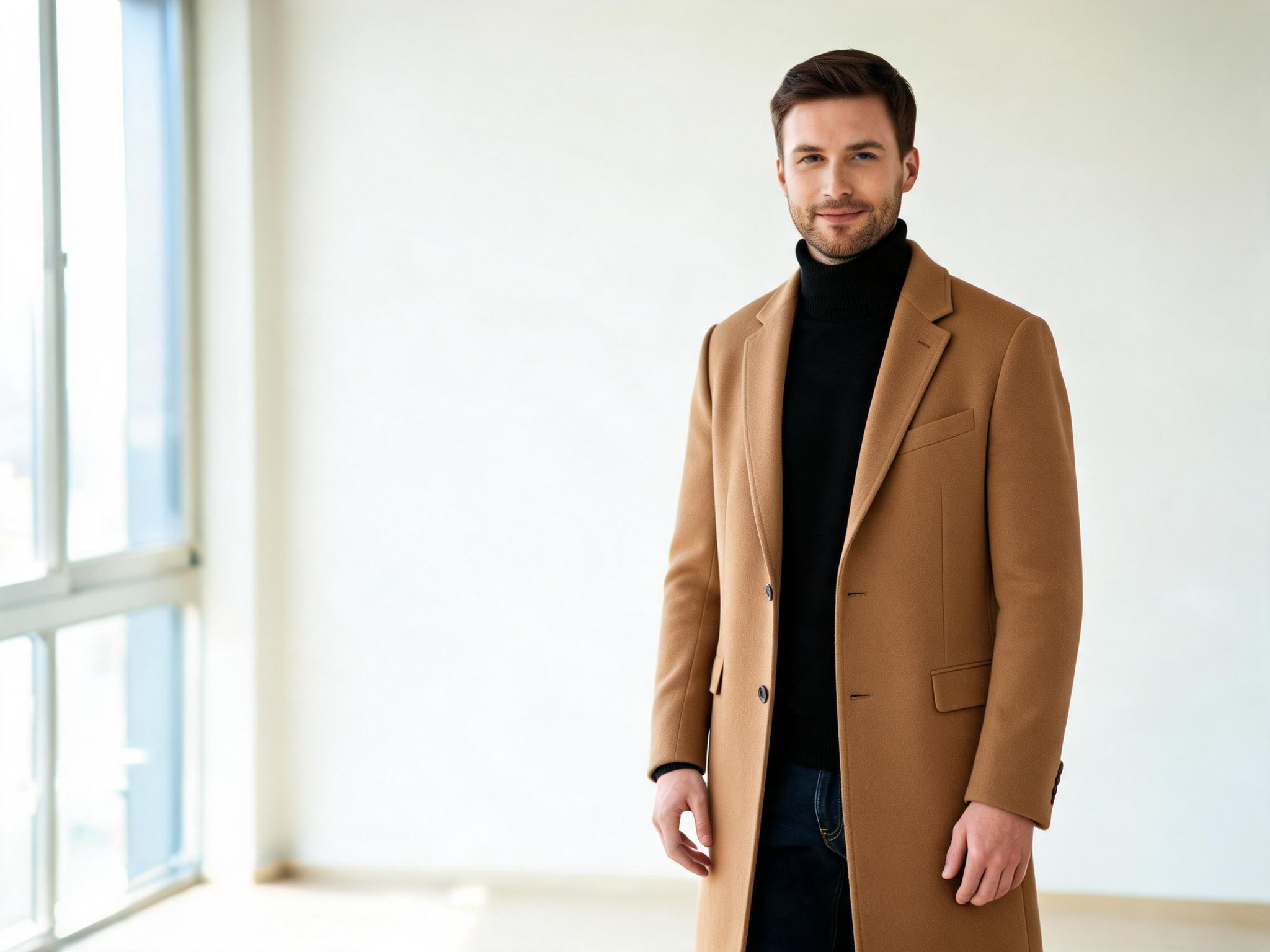 Person previewing a new coat style on their own photo