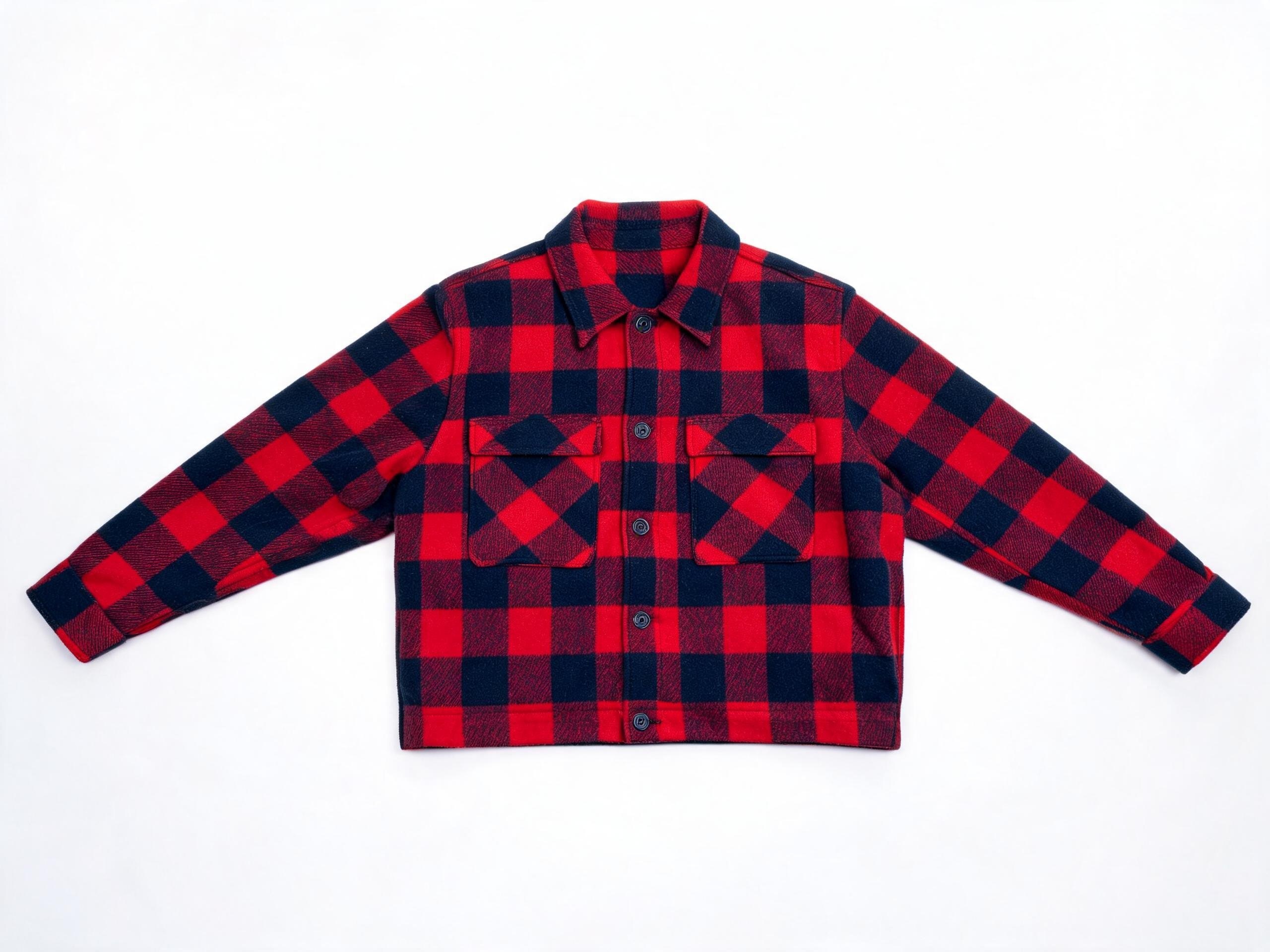 Garment reference — product-style image of a red-and-navy check jacket