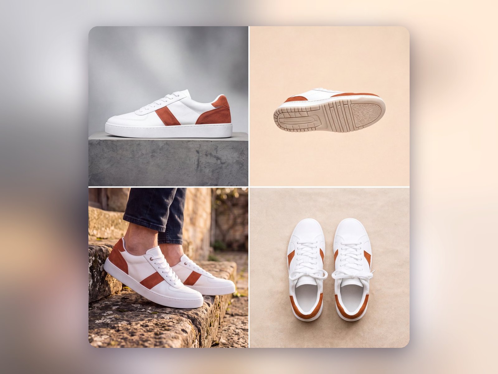 Four sneaker photos in a 2×2 collage with thin white borders