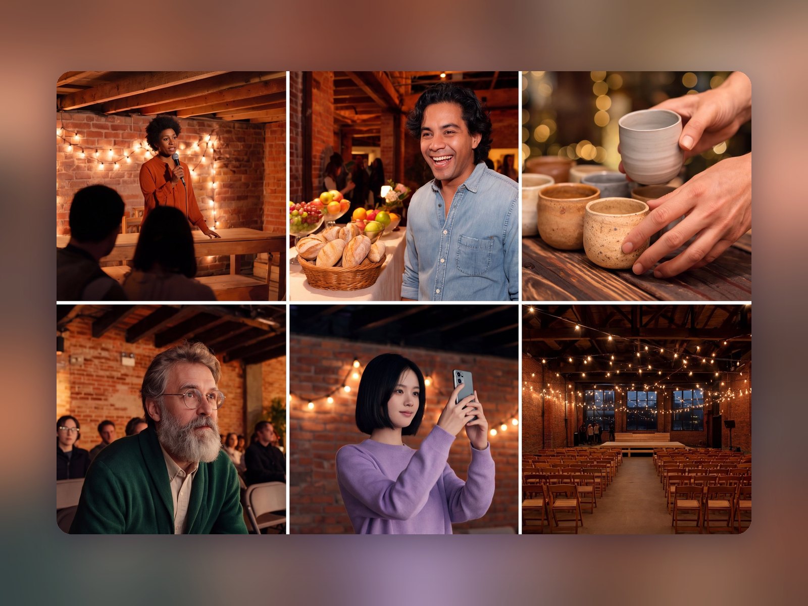 Six event photos in an even 3×2 collage grid