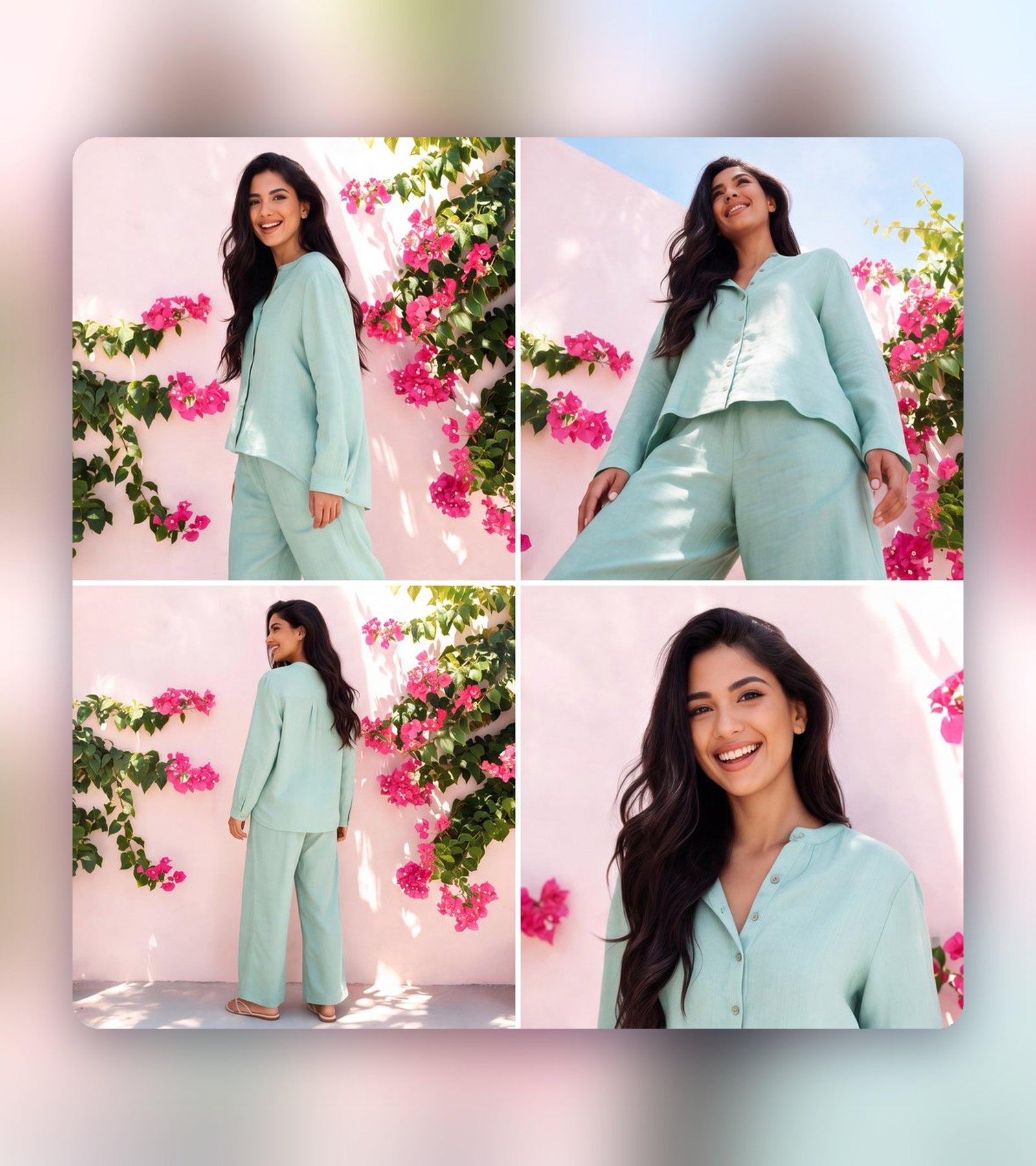 A feed collage of four matching shots from one lifestyle photo