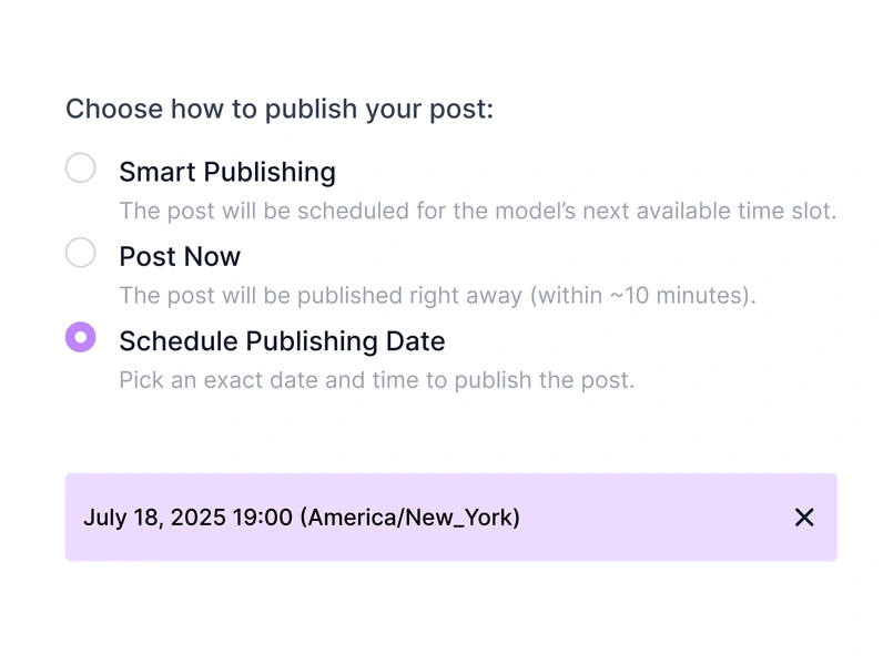 Select Publish Mode - Publishing Mode Selection Interface