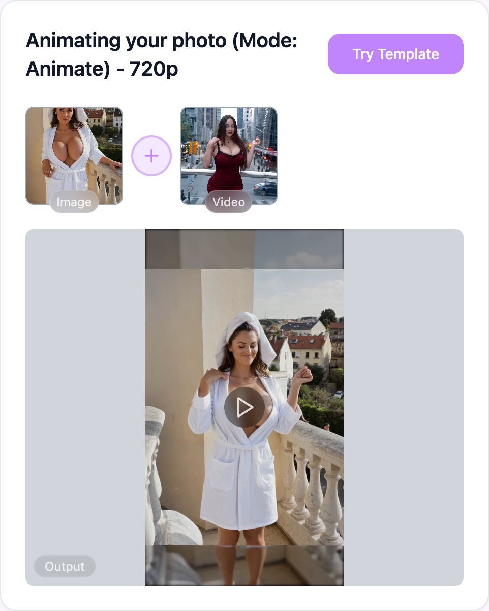 Animate mode example: Transform static photos into dynamic videos